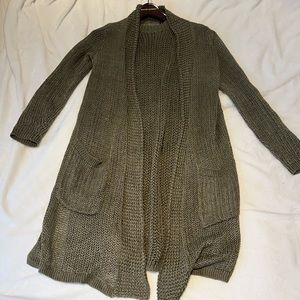 olive color dress with sweater set